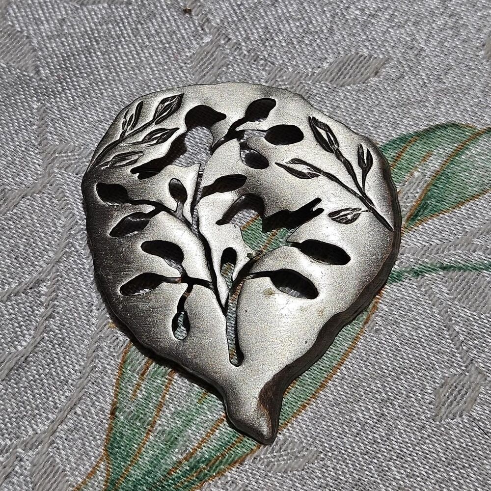 vintage cottagecore granola birds pewter Michael Chartier brooch